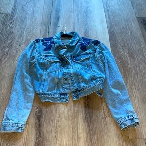 cropped blue-jean jacket